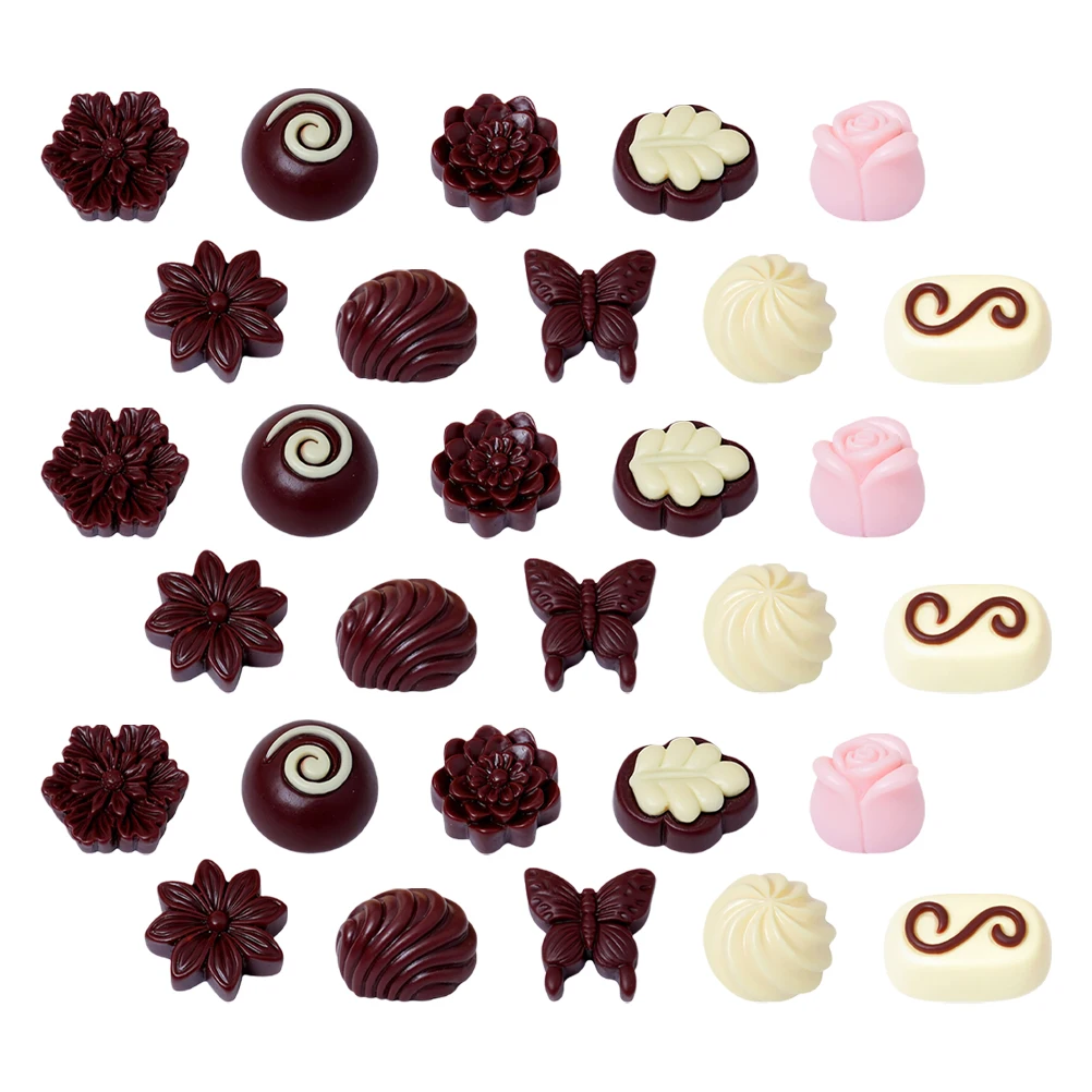

30pcs Simulation Chocolate Dessert Display Decorations Realistic Models Artificial Props Resin Easy Clean Candy Set