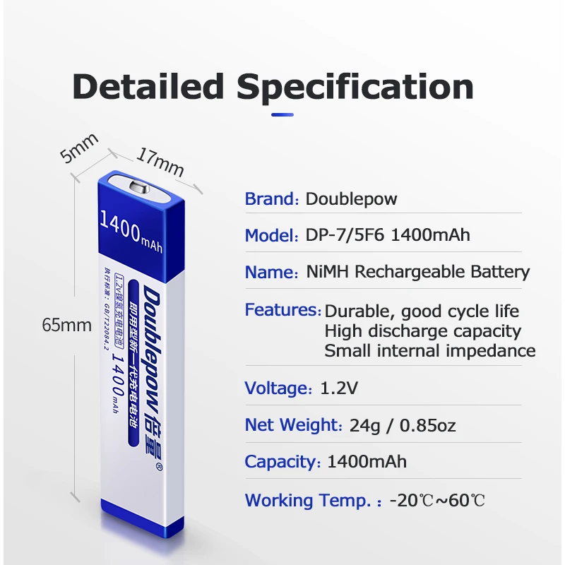 Prismatic Chewing Gum 7/5F6 1400mAh 1.2V battery NiMH Rechargeable battery Gumstick batteries for Sony Walkman and CD Player