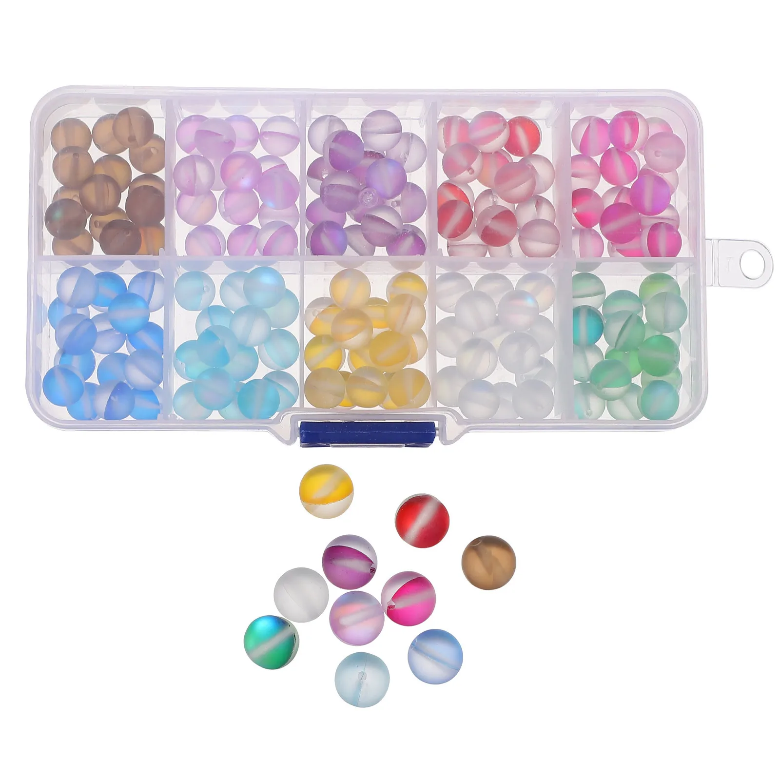 

150Pcs Matte Frosted Glass Beads Round Hole Loose Beads Colorful DIY Jewelry Making for Bracelet Necklace Accessories