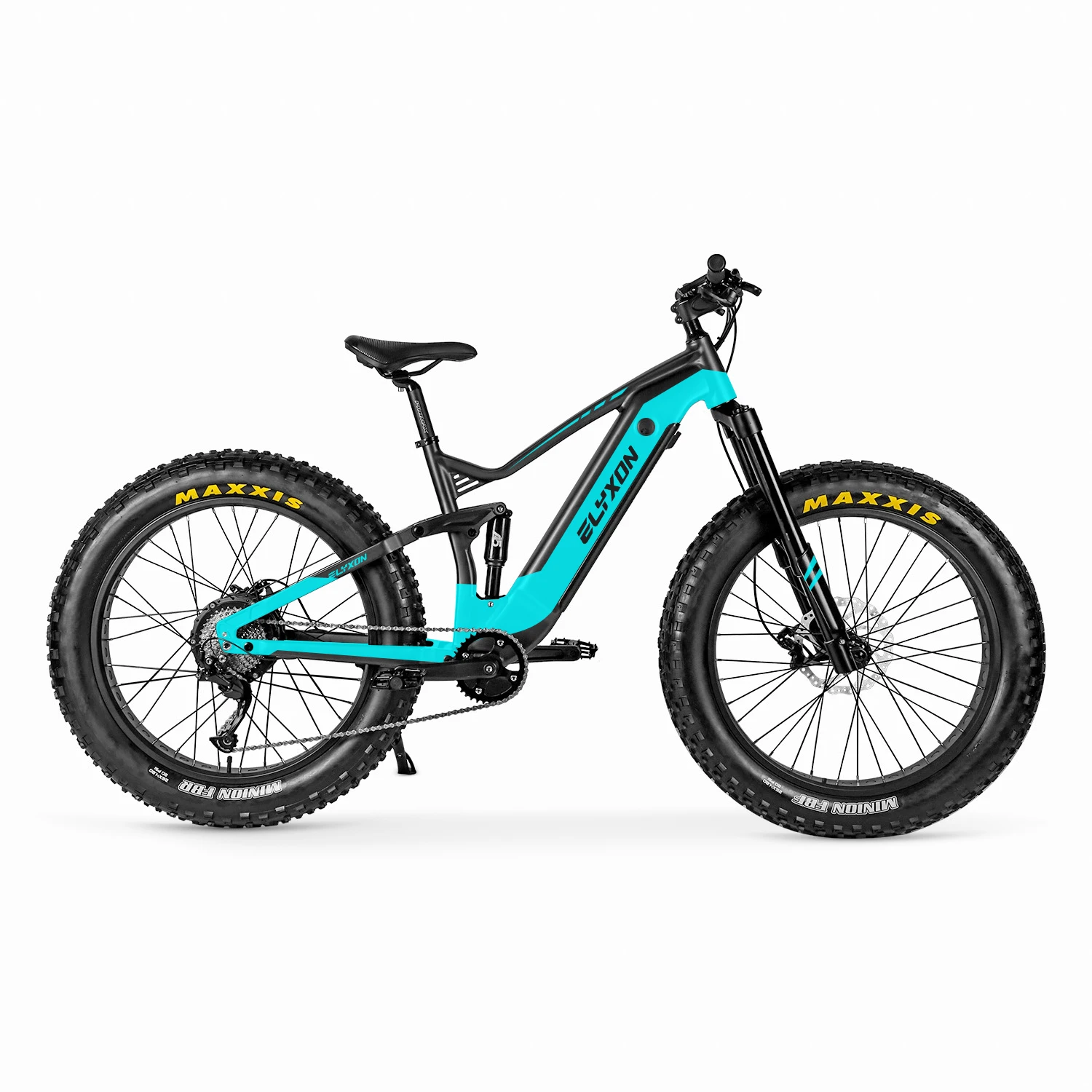 

Электрический горный велосипед Elyx Kunlun 750W с задним мотор-колесом, литиевой батареей 48В 17.5Ач, полной подвеской и широкими шинами для взрослых (ATV&UTV)