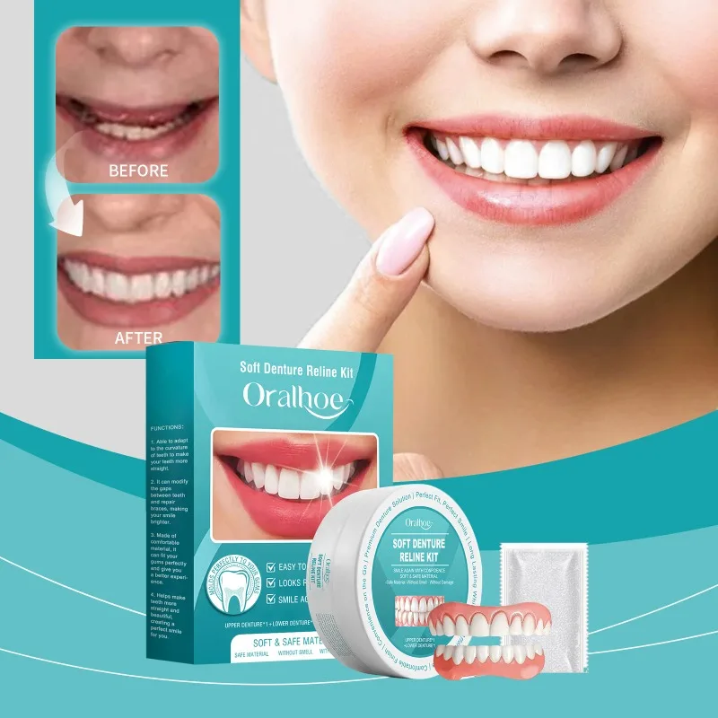 False Teeth Silicone Upper Lower Veneers Perfect Veneers Dentures Paste Fake Teeth Braces Comfortable Experience Beauty Set