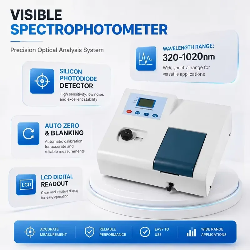 i BAXIT Laboratory Ultraviolet-Visible Spectrophotometer 721 High-Precision Portable 6nm Spectral Bandwidth 1nm Wavelength