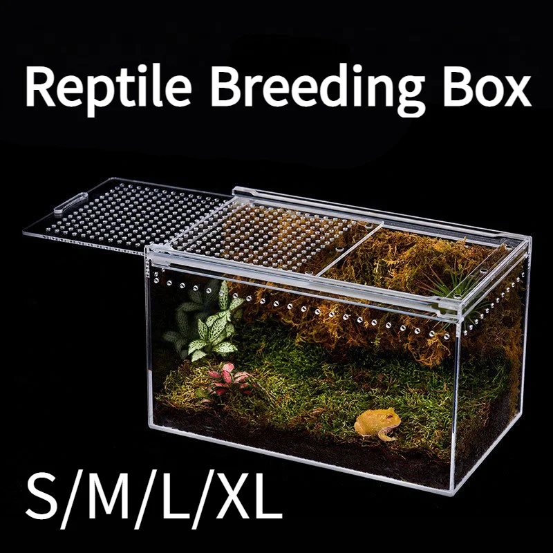 

Reptile Anti-Escape Breeding Box Acrylic Transparent Breathable Amphibian Tank for Turtle Spider Lizard Snake Frog Reptiles Cage