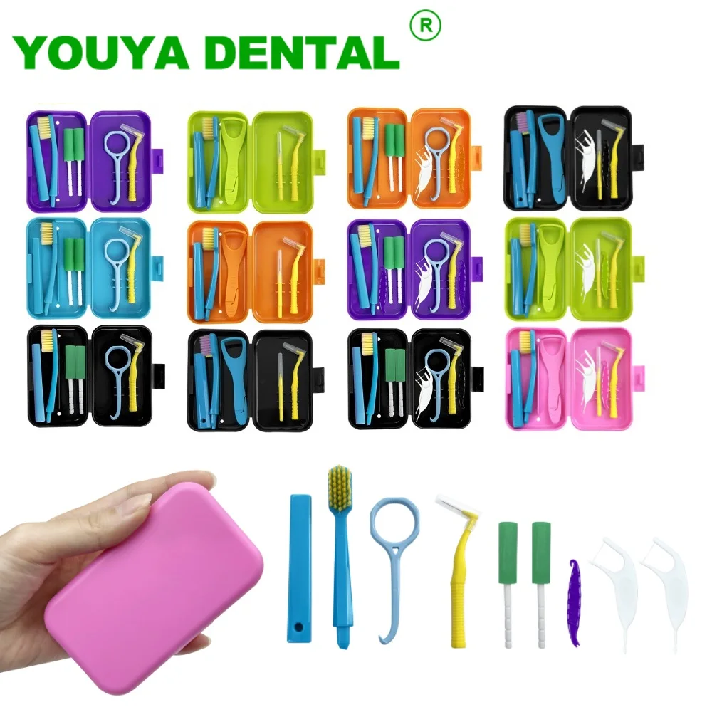 

New Dental Cleaning Care Kits Foldable Toothbrush Interdental Brush Tongue Scraper Aligner Chewies Retainer Remover Teeth Floss
