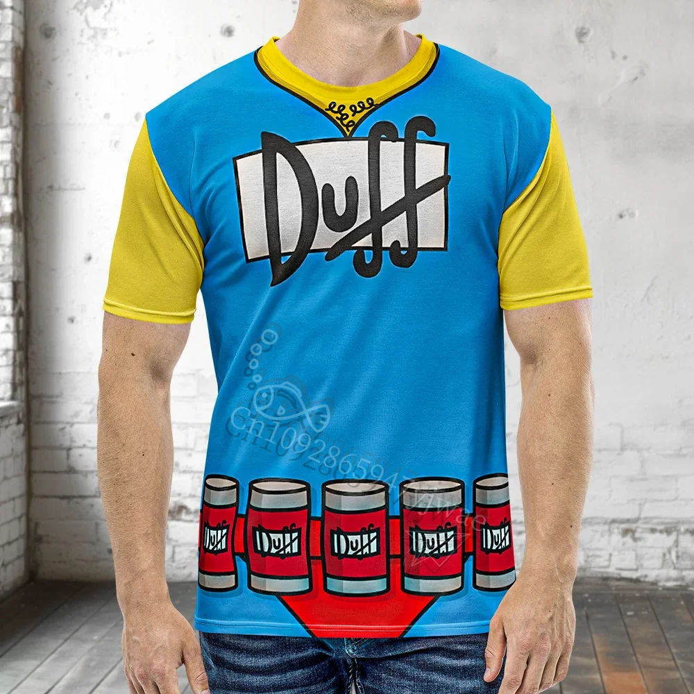 Duff Man Homer Simpson Blumenmuster-Kostüm-T-Shirt, The Simpsons-Charakter, T-Shirt mit Allover-Motiv, für Männer und Frauen, Halloween-Kostüm, lässiges T-Shirt. – Detail 7