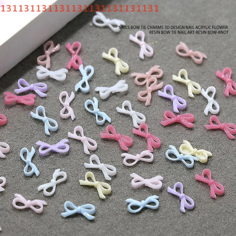 อุปกรณ์ตกแต่งเล็บ 50 ชิ้น ประดับเล็บ DIY รูปโบว์ผูก 3 มิติ งานประณีต ชาร์มตกแต่งเล็บ ริบบิ้นเรซิ่น โบว์ผูก ประดับเล็บ