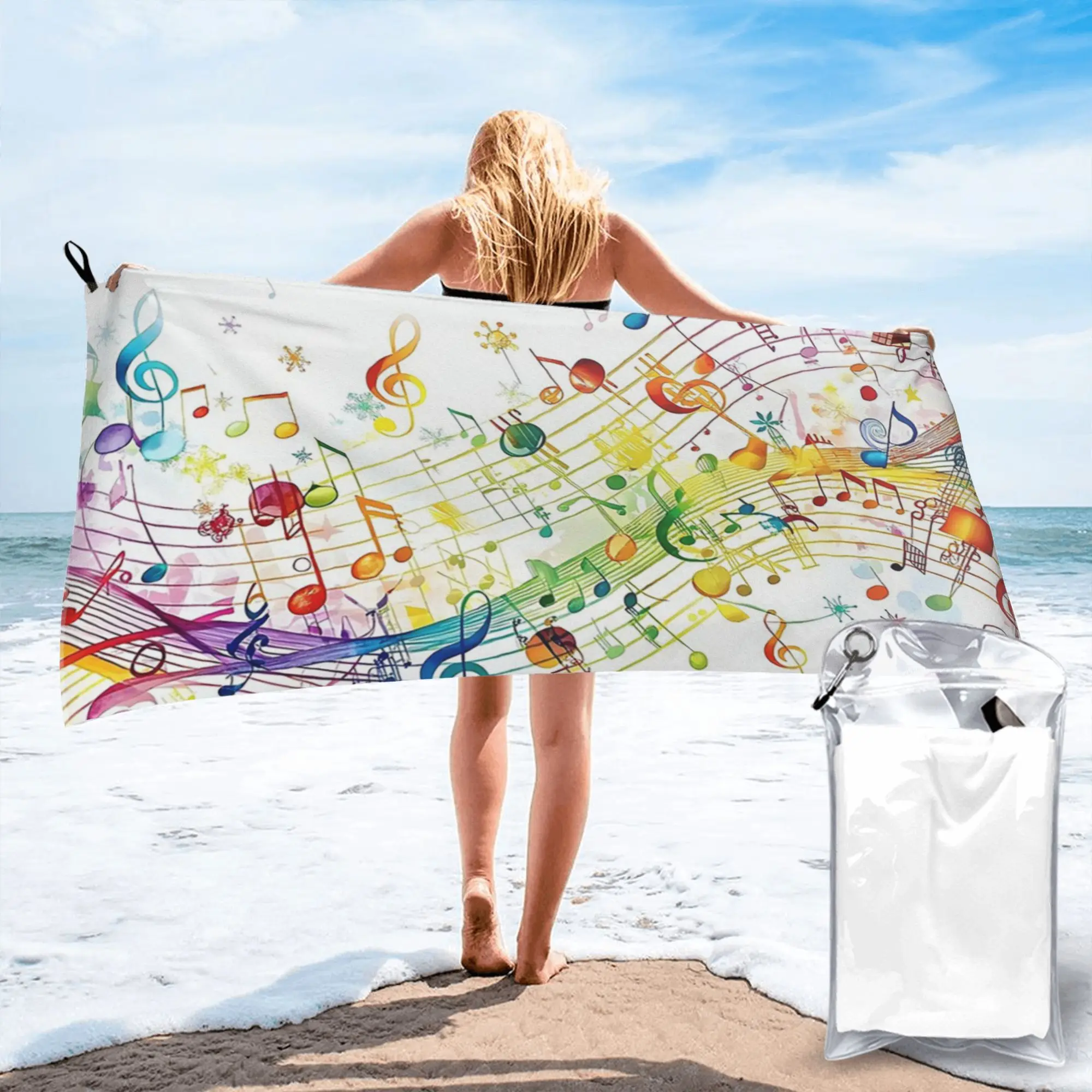 

Пляжное полотенце с абстрактным рисунком клавиш пианино и музыкальных нот, мягкое, из микрофибры, быстросохнущее, впитывающее, для ванной.