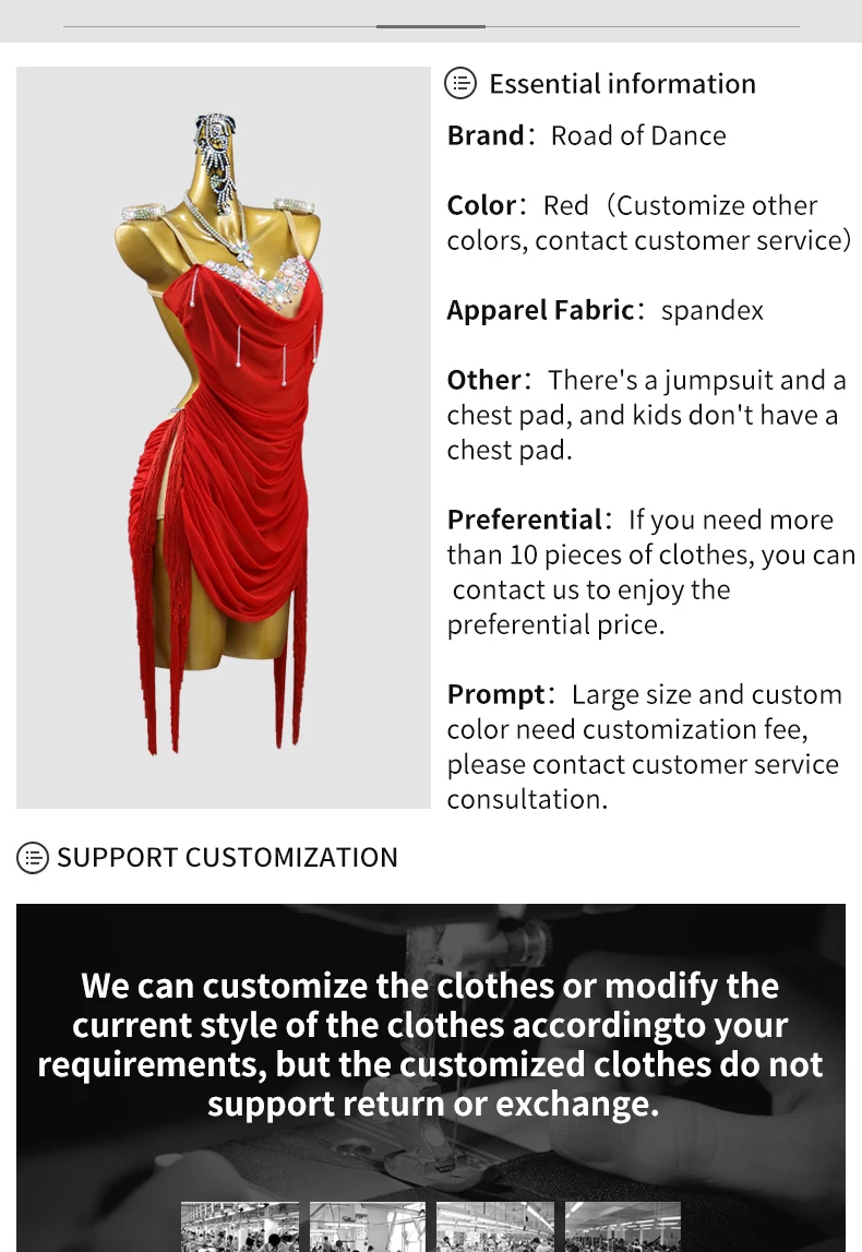 2026 Lateinamerikanisches Tanzkleid, Trainingskleidung, Damen, amerikanischer Rock, Bühnenkostüm für Tanzveranstaltungen und Wettbewerbe, Fransenanzug, sexy Mädchen, Bühnenkabarett – Detail 3