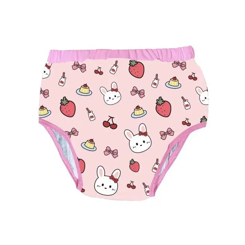 ABDL Adult Baby Diaper Brief With Padding Inside Cartoon Pattern Training Pant Washable Diaper Panties Home Couple Study Pants