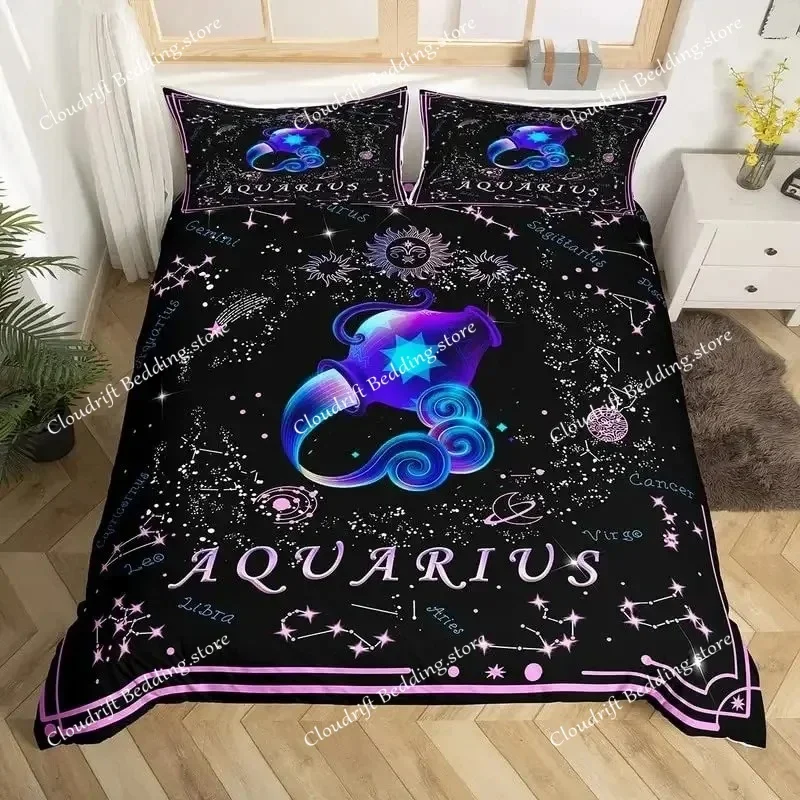 

Gemini King Queen Duvet Cover Constellation Horoscope Comforter Cover Astrology Galaxy Bedding Set Star Polyester Quilt Cover026