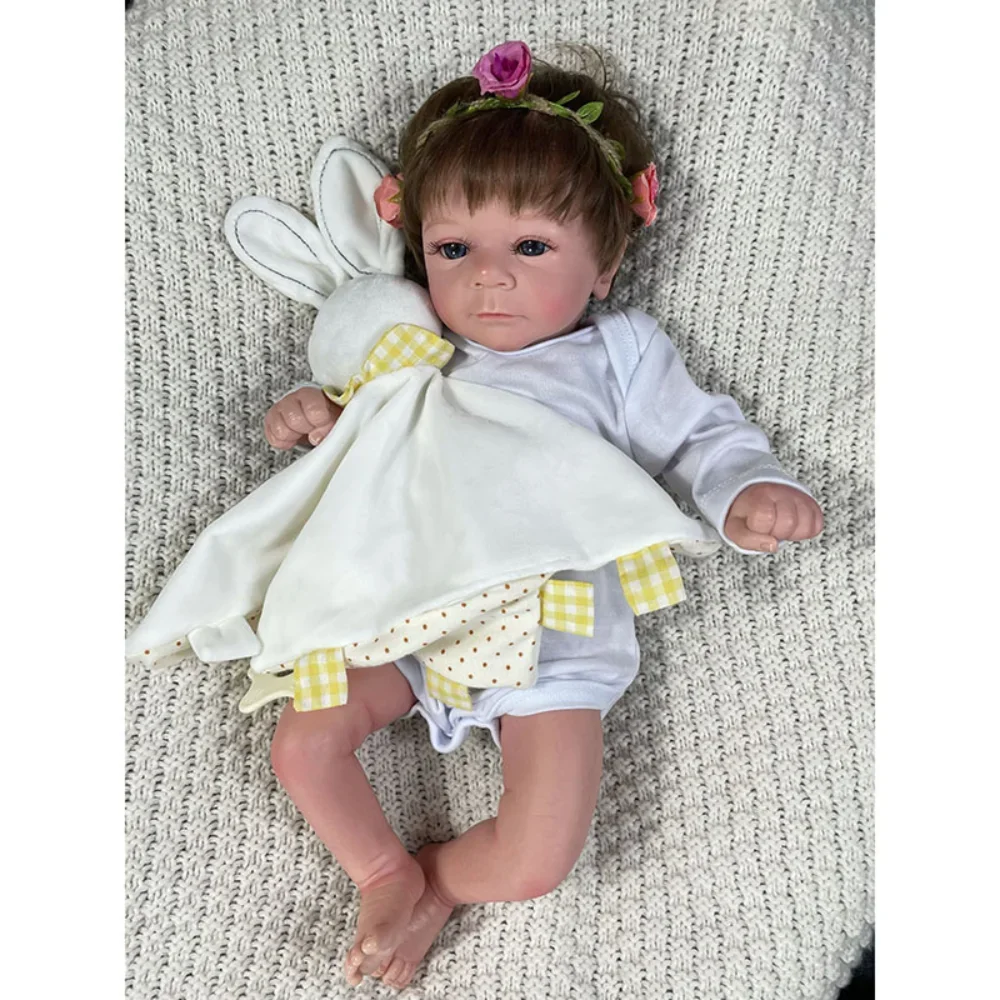 45CM Reborn Baby Doll Felicia Newborn Baby Girl Already Painted 3D Skin with Many Detailed Veins Handmade Muñecas Bebes Reborn