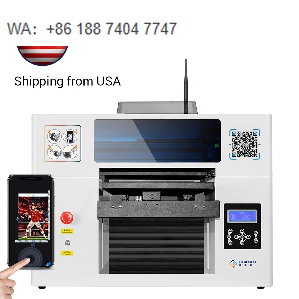 3050 UV Flatbed Printer Wifi A3 Led UV Printing Machine H5 Mobile APP Online DIY Picture for Flat Items Shipping From USA