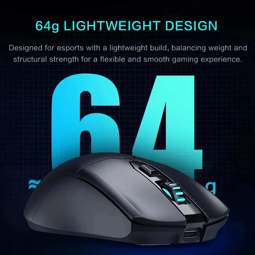 Thunderobot-Souris de jeu sans fil, forme symétrique légère, Leic-mode pour ordinateur portable, PC Gamer, ML602, PAW3395, 26000 ug I, 650IPS, 64g