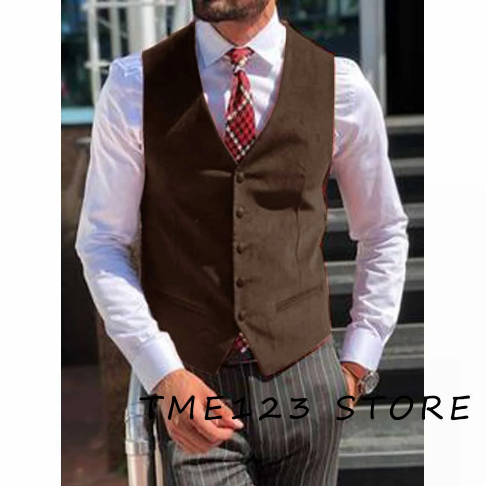 Men's Suede Elegant Casual Single Breasted Vest Suit Best Formal Man Ambo Steampunk Wang Gothic Chaleco Vests for Women Male Fan