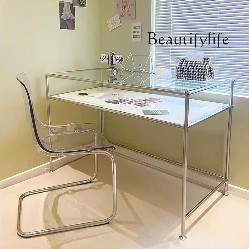 

BJ Modern Transparent Nail Tables Nordic Minimalism Iron Art Glass Tabletop Nail Tables Professional Aesthetictable Furniture F