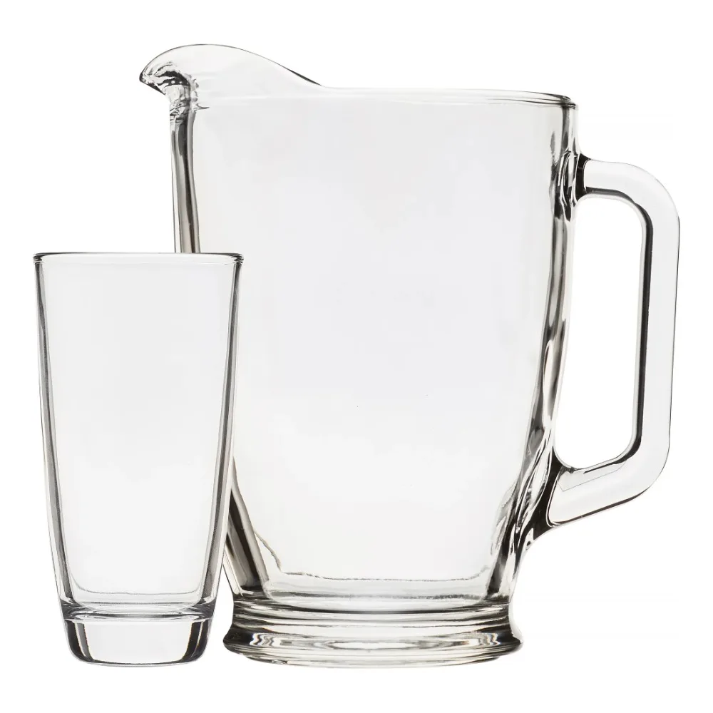 

For 7-Piece Clear Glass Pitcher and Drinkware Set