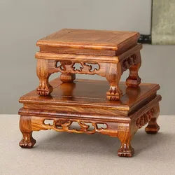 Retro Wood Square Table Base Bracket - Multi-Purpose Handicraft Ornament for Buddha Statue Fish Tank Teapot Bonsai Home Decor