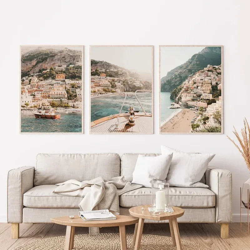 Italy Positano Prints Poster Mountains and Rivers Natural Scenery Canvas Painting Modern Living Room Decorative Wall Art