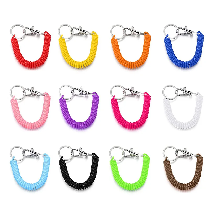 Lobster Clasp Clip Hook Spring Lanyard Spring Stretchy Coil Keyring Phone Spring Keychain Pendant Anti-lost INS Swivel Creative