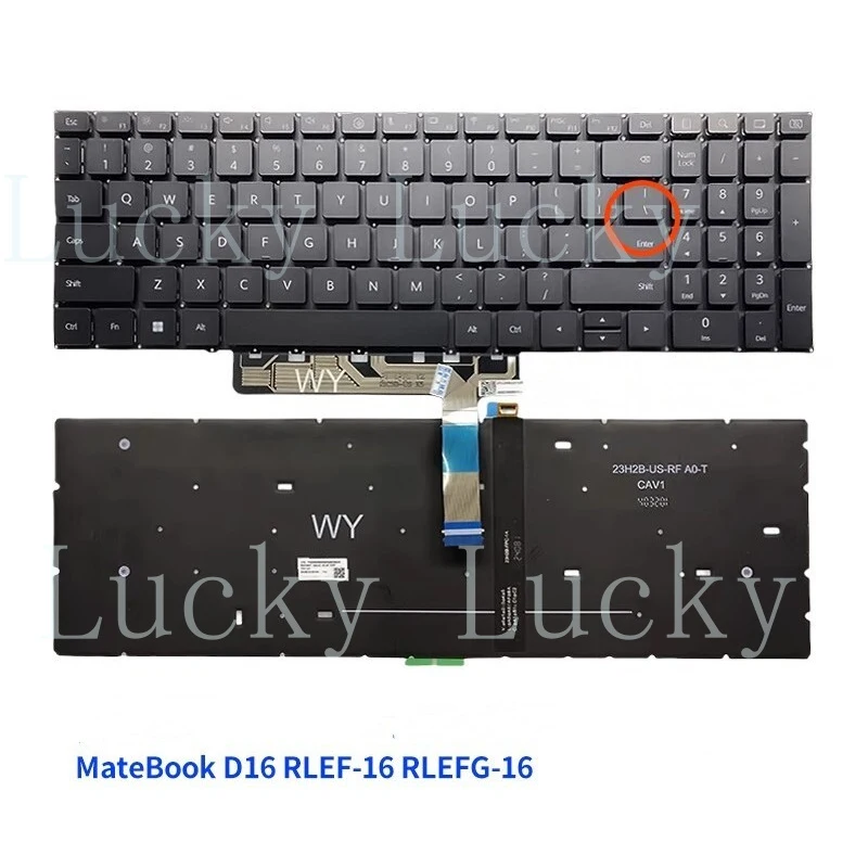 

f New For Huawei MateBook D16 RLEF-16 RLEFG-16 laptop US keyboard backlit black
