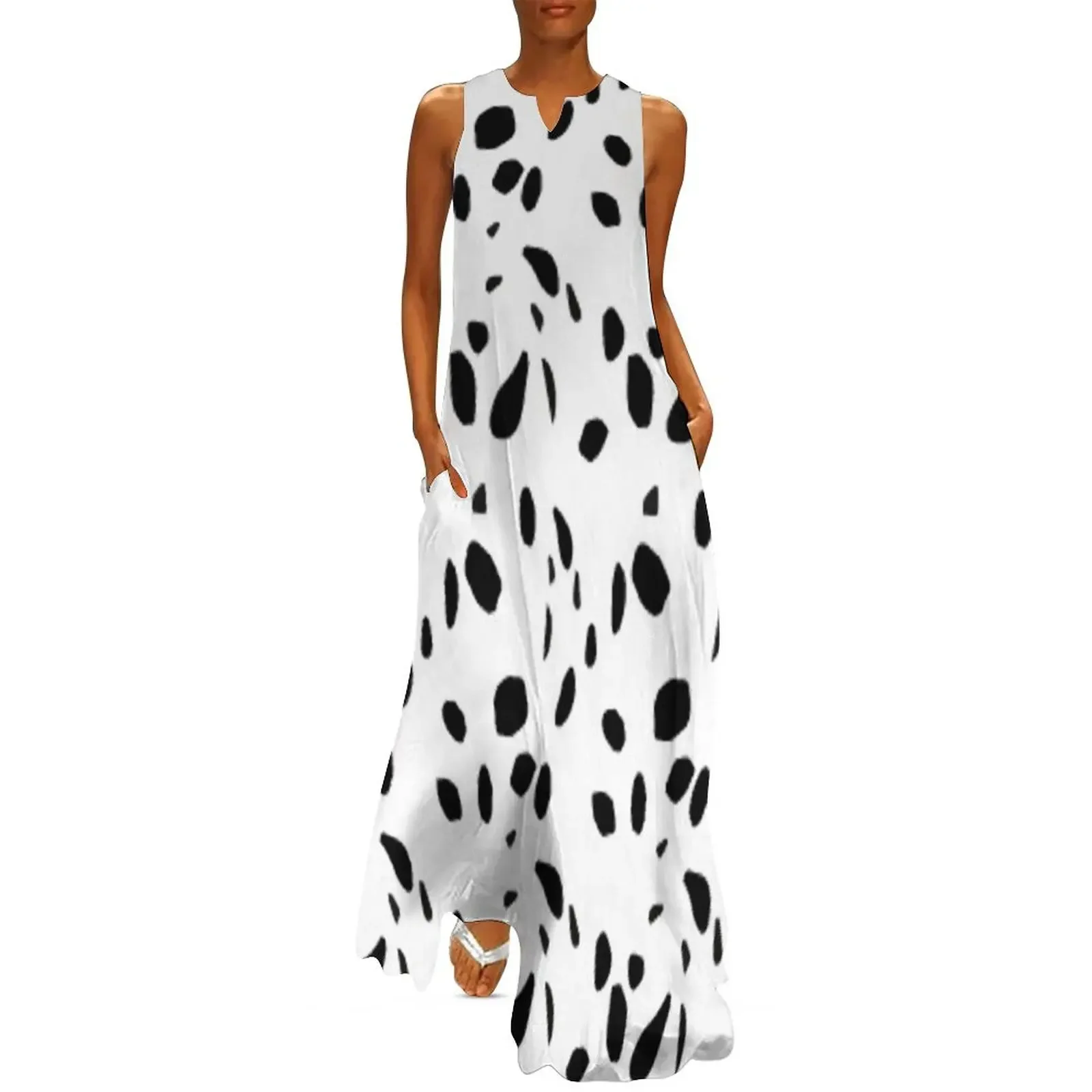 

Dalmatian Print Long Dress elegant chic women dresses promotion sexy dress Summer dresses for women evening dresses ladies Dress