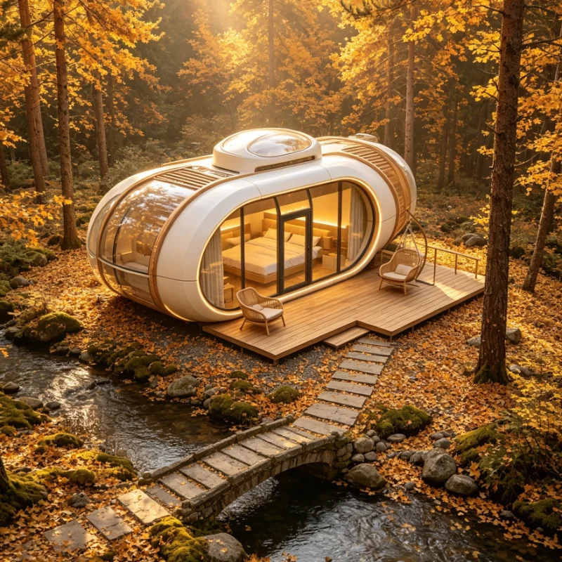 Customized Portable Capsule Home Energy Saving Waterproof Structure Aluminum Frame Insulated Wall Flat Pack