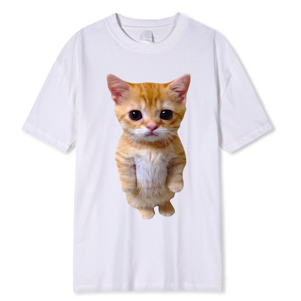 El Gato Meme Sad Crying Cat Munchkin Kitty Meme Trendy Graphic T-shirt Unisex Fashion Short Sleeve T-shirts Oversized Streetwear