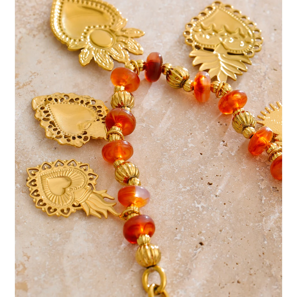 Yhpup الساحرة الطلاء القلب الموضة العصرية قلادة قلادة 2025 الوافدين الجدد خرز من الفولاذ المقاوم للصدأ سلسلة مجوهرات مميزة