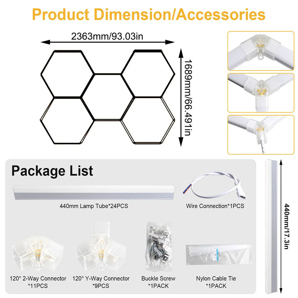 VASTFIRE 1/3/5/8/14 gat honingraat zeshoekige LED plafondgaragelamp 6500K koud licht voor garages en 4S workshops