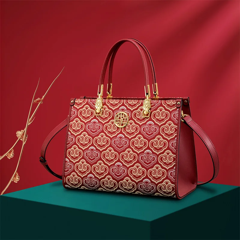 

Женские сумки MENDY: Сумка-тоут с вышивкой в стиле культурного наследия, из натуральной кожи, китайская талисманная сумка на плечо для удачи