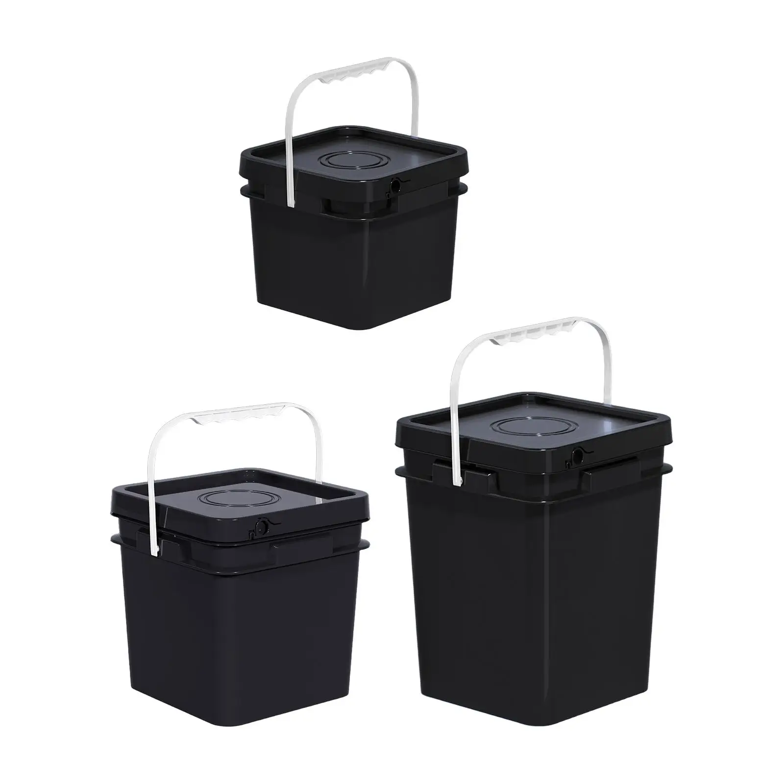 

Food Storage Pail with Handle and Lid Stackable Multipurpose Square Bucket for Water Camping Home Art Crafts Projects Garage