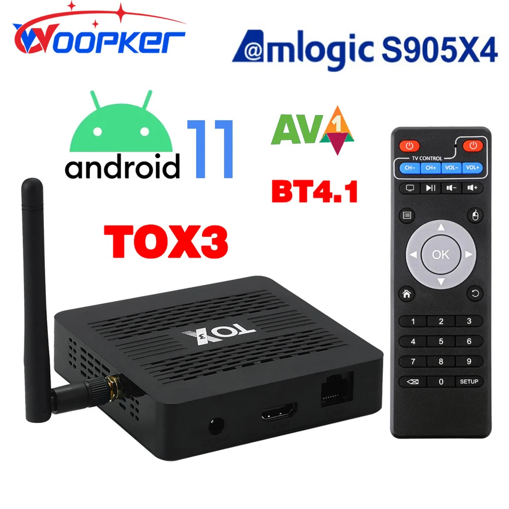 Woopker TOX3 TV Box Android 11.0 Thông Minh Set Áo Sơ Mi Amlogic S905X4 Wifi BT4.1 1000M 4K HDR Đa Phương Tiện hỗ Trợ Google Play Dolby