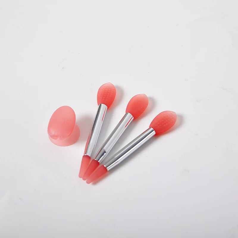 3 Stuks Siliconen Lip Balsems Lipmasker Borstel Met Sucker Stofkap Make-Up Borstels Lip Film Borstel Anti-Verloren Stofkap