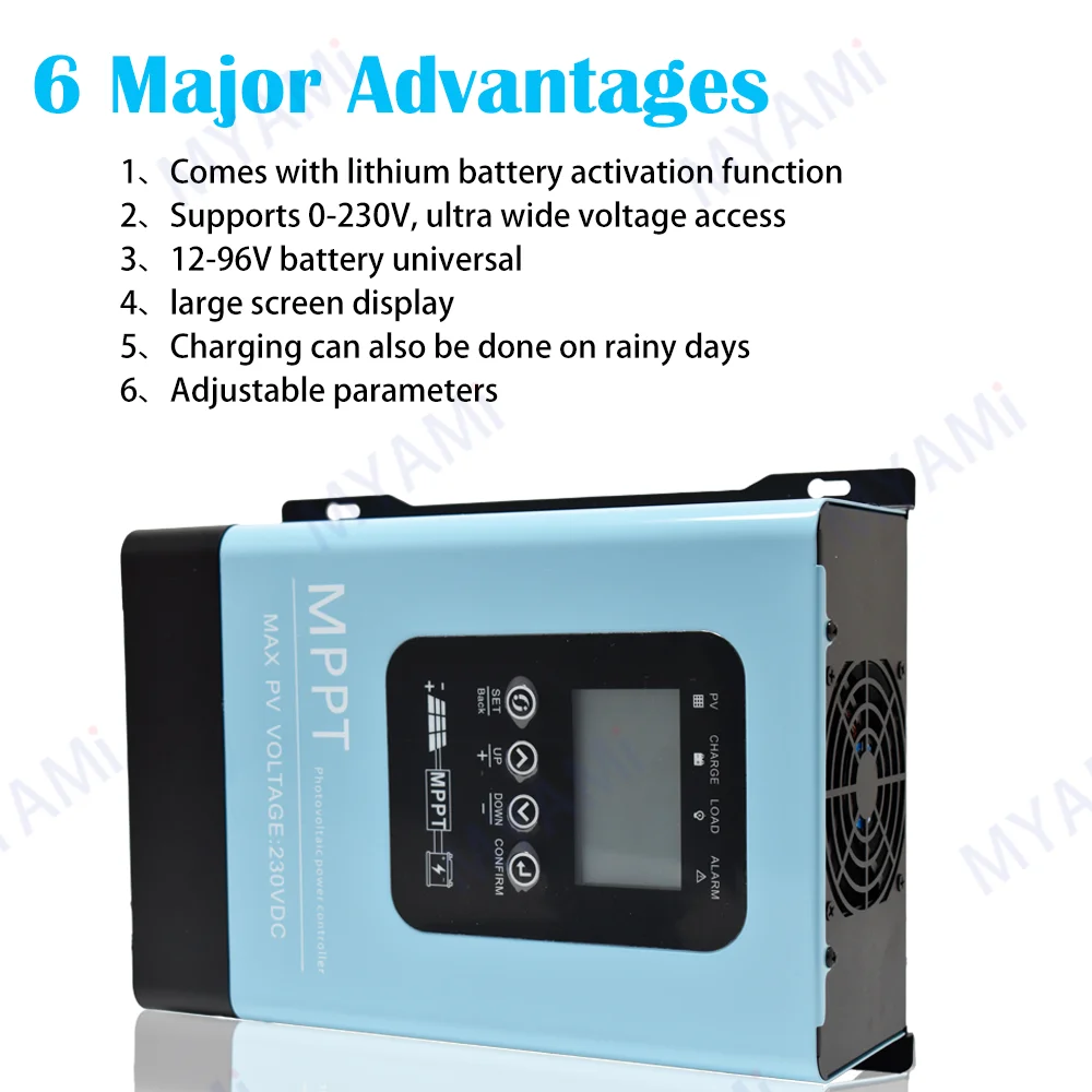 MYAMi New 12V 24V 36V 48V 60V 72V 84V 96V 30A 60A Battery Charger Off-grid RS485 Mppt Solar Charge Controller