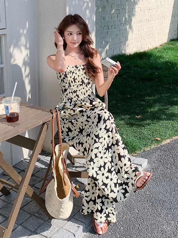 Pantalones de una pieza con estampado Floral para mujer, Vaion Sle, holgados, de pierna ancha, informales, adelgazantes, de cintura alta, largos, verano