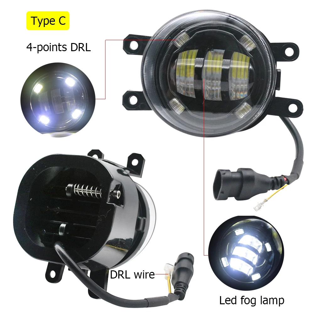 2Pcs Full Led Angel Eye DRL Daylight for Toyota Isis Platana 2009-2015 Fog Lights Assembly with Projector Lens Car Accessories