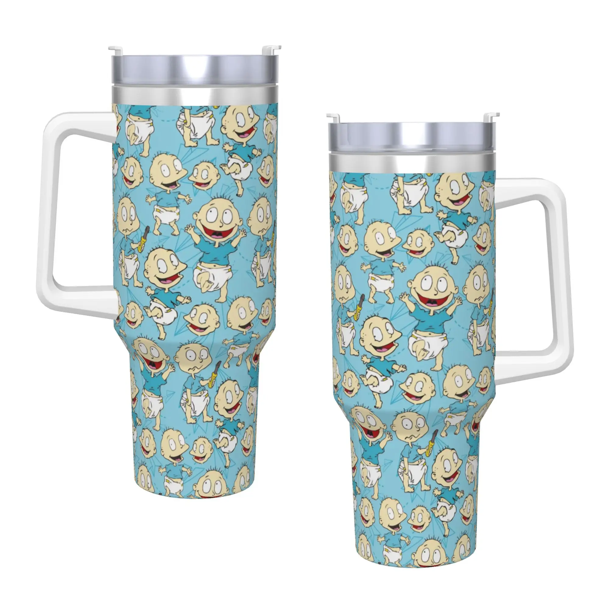 Stainless Steel Tumbler R-Rugrats Reptar & Character Print Mugs Cup With Straws Travelist Hot Drinks Water Capacity Thermal Cups