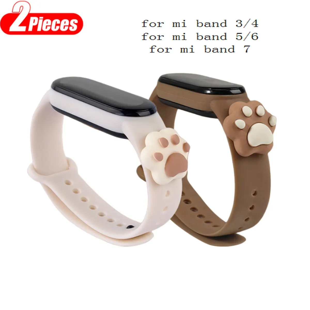 2PCS For MI Band 7 6 5 4 3 Silicone Bracelet Women Sport Correa Xiaomi Mi Band Replaceable Wristband Smart Watch Accessories