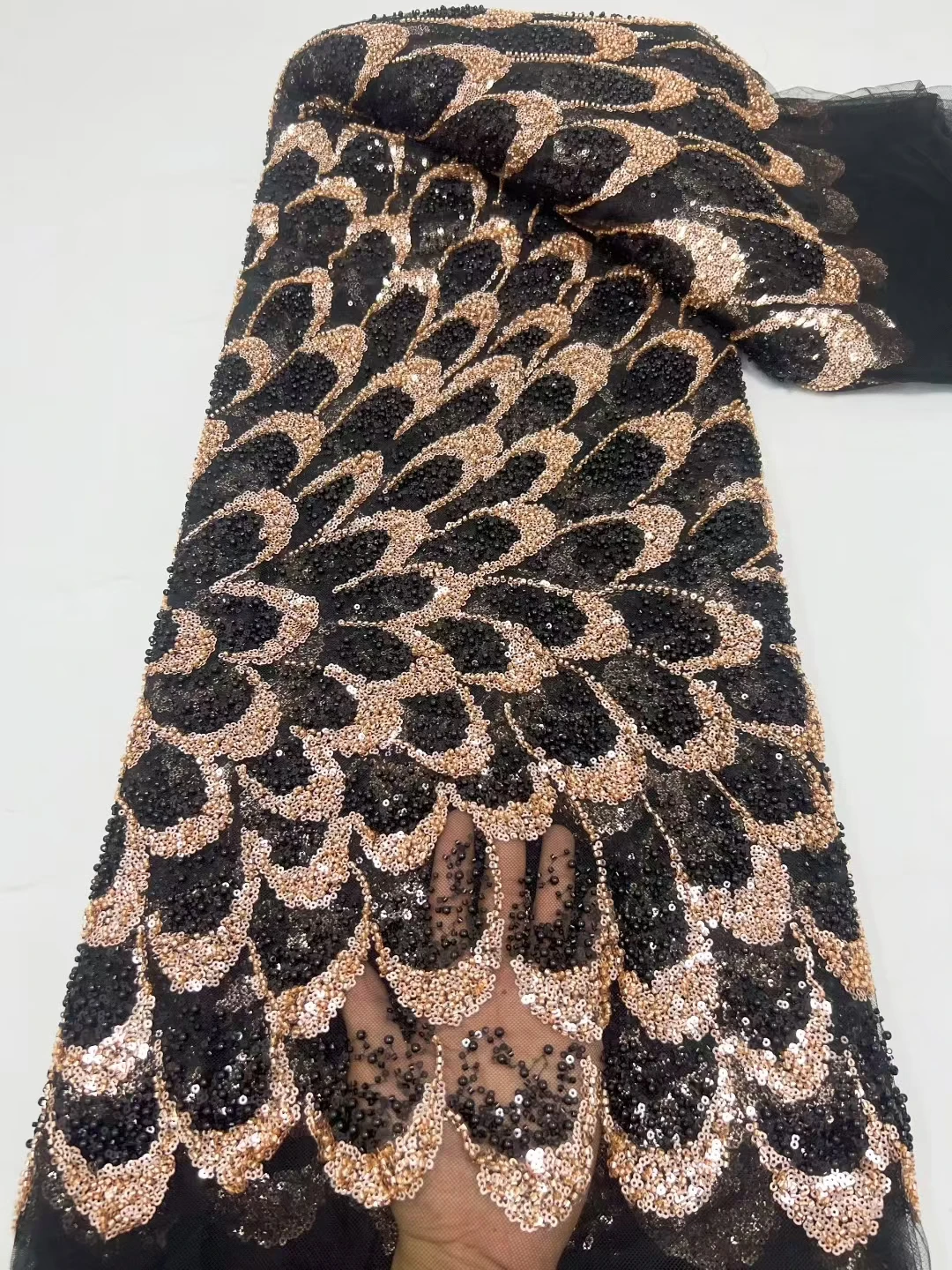 

New Arrival Green Heavy Beads Sequins African Lace Fabric 2025 High Quality Handmade Bead French Lace Fabric For Dress KHD25161A