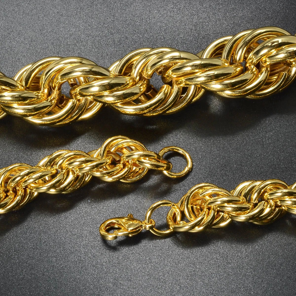 3pcs Men\'s Women\'s Jewelry Set Fried Dough Twists Interwoven Necklace Bracelet Earrings Hip-hop Punk Style Suitable Party Gifts
