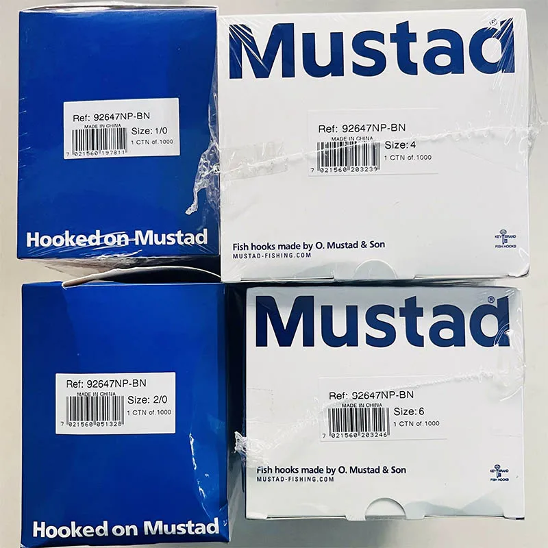 موستاد هوك 92647NP-BN-119 1000 قطعة بالجملة السائبة قطعة/الوحدة خطافات صيد السمك مقبض طويل ثقب العين الشائكة هوك الحصين بومفري فيشين