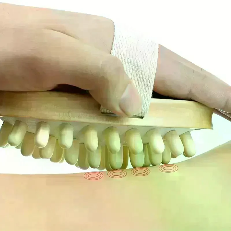 /JCS/Body Massage Brush With Smooth Wood Nodes Soft Hand Strap For Muscle Relaxation Exfoliation Spa Care Wooden