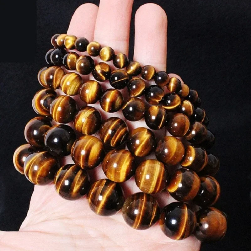 1pc Tiger Eye Bracelet Men Polished Natural Healing Energy Yoga Women Elastic Rope Jewelry Handmade Accessories Valentine Gifts