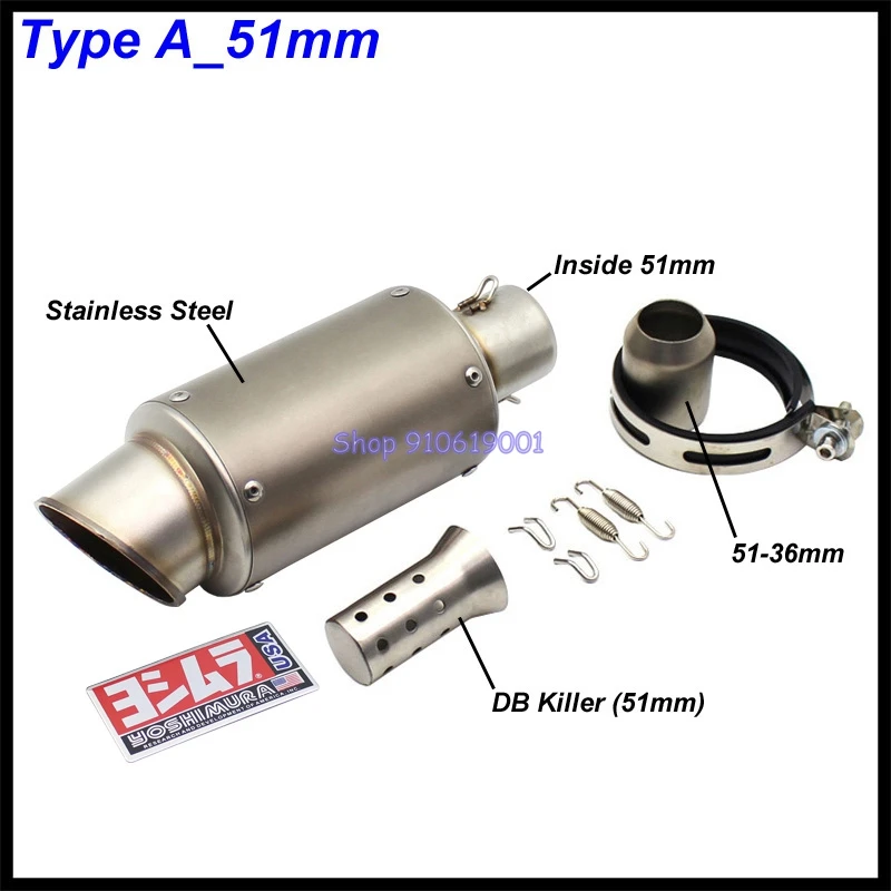 Inlet 51mm 61mm Motorcycle Exhaust Pipe Muffler Yoshimura Motorbike Escape Moto DB Killer Universal for Z900 Z1000 S1000RR etc