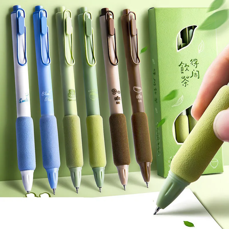 4pcs Cute  Coffee Soft Bread Gel Pen Set 0.5mm Black Color Ink For Writing Office School Stationery Supplies ﻿