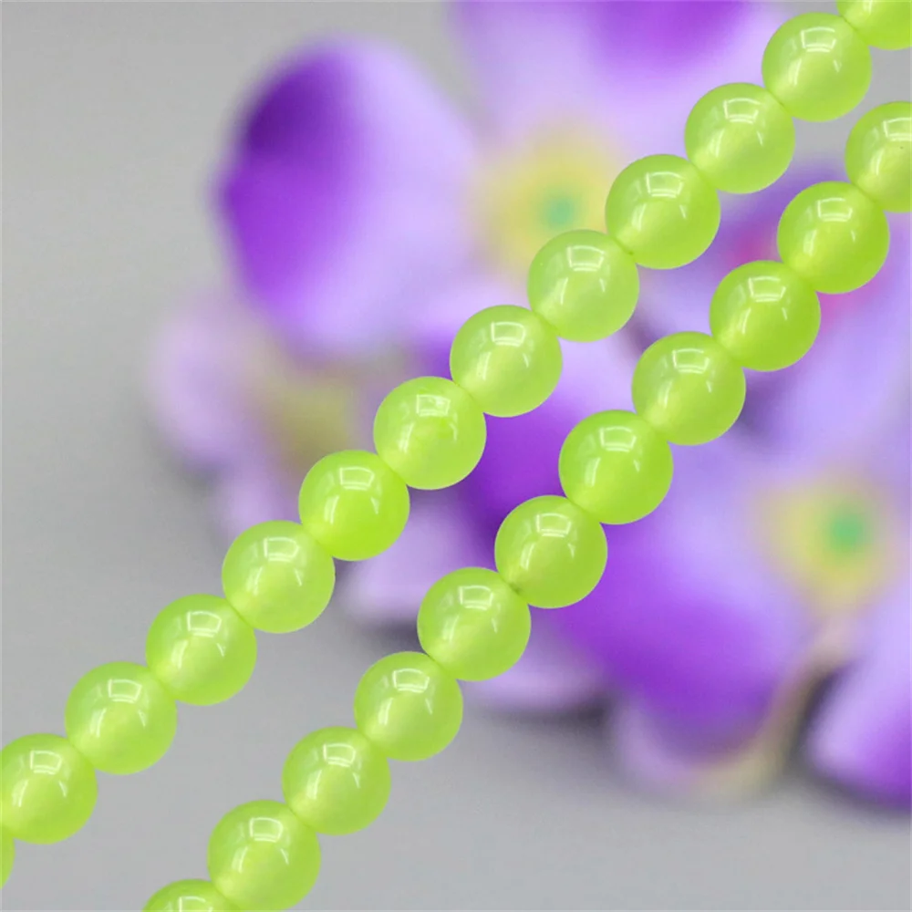 

8mm Fluorescent Yellow Jasper Chalcedony Round Loose Beads DIY Stone Suitable Jewelry Making Bracelet Necklace 15"