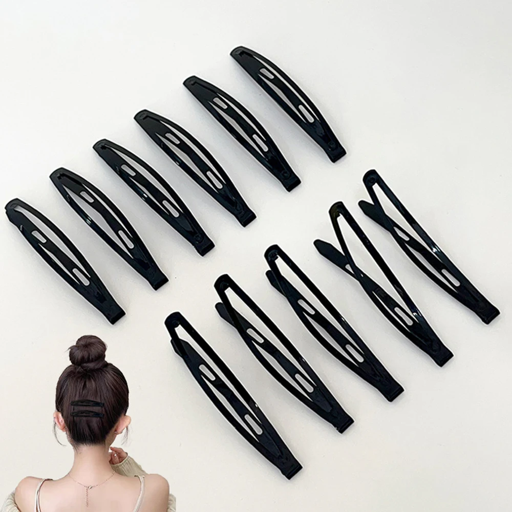 12 Pcs Black Large Metal Hair Snap Clips 2.36 Inch Long Noslip Hair Clips Barrettes for Women and Girls Hair Clips Accessories
