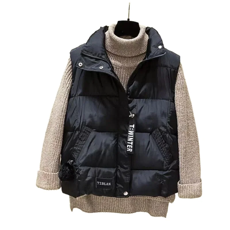 Hiver gilets sans manches manteaux femmes vers le bas coton veste surdimensionné ample gilet décontracté automne 2025 nouveau couleur unie femme gilet
