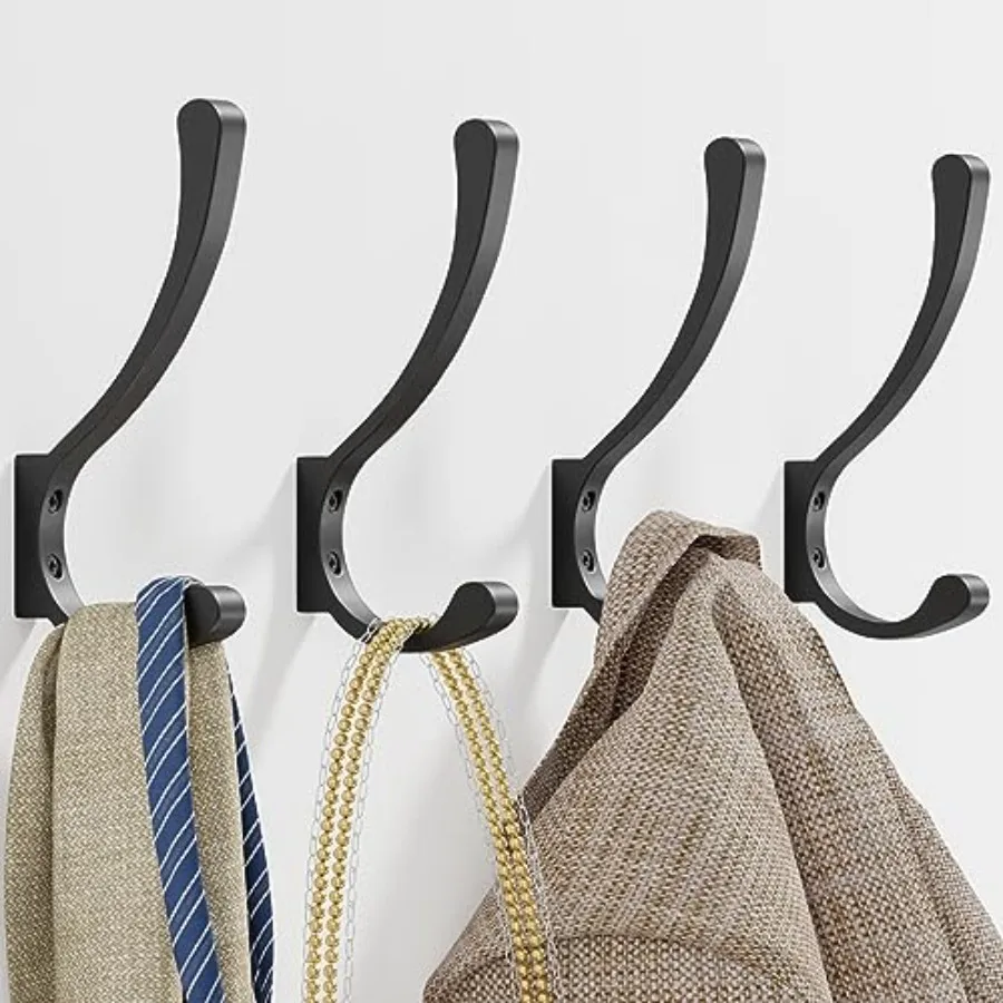 Wall Mount Coat Hooks, Heavy Duty Metal Hooks for Hanging Clothes, Backpack, Bag, Towel and Jacket, Strong 30 lbs Hold Closet H