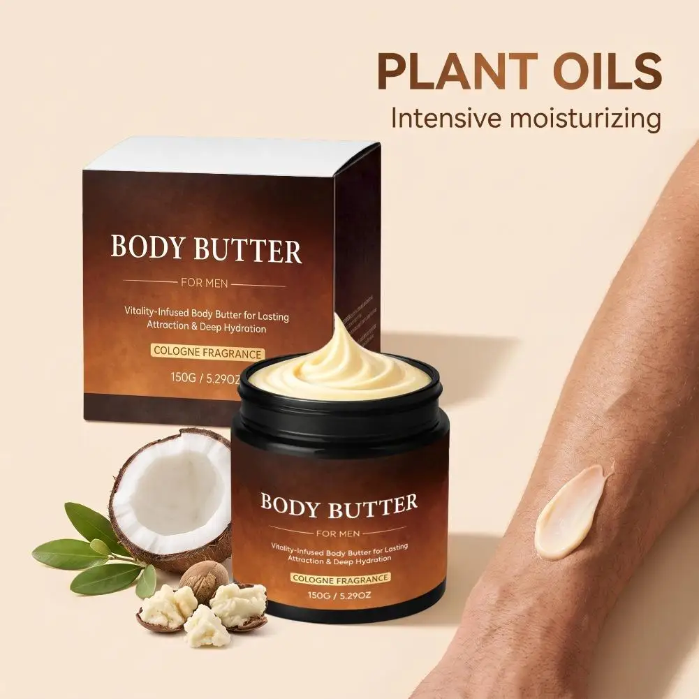 Men's Body Butter 150g Cologne Fragrance Deep Hydrating Nourish & Soften Dry Skin LongLasting Scent Whole Body Moisturizer